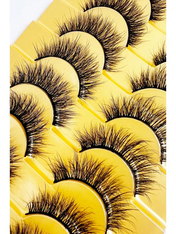 10pcs/Set Korean Style One-Piece False Eyelashes, 10 Pairs Water Permed Curly & Thick Eyelashes, Invisible Band, Reusable, Natural & Dramatic Cross D Curl For Stage & Everyday