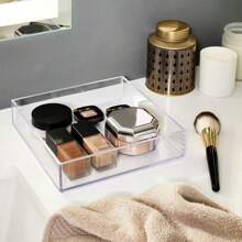 Organizador de cajones de material acrílico, caja de almacenamiento transparente, caja de almacenamiento de escritorio, caja de almacenamiento de cosméticos, caja de almacenamiento de juguetes y manualidades, adecuada para tocador, baño, gabinete de cocina y cajones