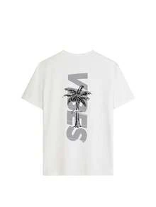 Plus Size Women's Casual Vacation Round Neck Short Sleeve T-Shirt With Palm Tree Slogan Print Women's Tops - White - View 3