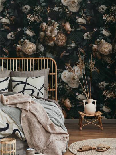 Butterfly Bloemen Dark Self Adhesive Wallpaper, Peel Stick Waterproof Renovation Wand Sticker, Removable Beautiful Mural, Home ation, Art, 17.7in*6.5/9.8ft, Stickers Panels, Paper, Wallpapers, ation Items Refresh Your Home, Rama Birthday Graduation