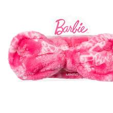 Miniso Barbie Series Letter Print Flower Headband Women Wash Face Soft Hair Holder Elastic Top Knot Hairbands Girl Headwear Hair Accessories - Pink - View 3