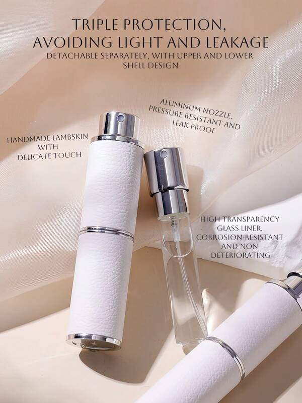 Luxury Leather Perfume Atomizer - Portable Twist Lock Refillable Spray Bottle, Leak-Proof Glass Vial For Travel, Premium Compact Perfume Dispenser For Women/Men, Business & Vacation Essentials.
