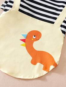 1件恐龙条纹背带套装，适合小型犬、宠物、吉娃娃、约克夏梗犬，春秋季款