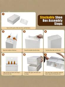 Shoe Organizer 20 Pack, Shoe Storage Box, Shoe Rack Alternative, Clear Plastic Stackable Shoe Organizer, - White, For Wardrobe, Space Saving Foldable Shoe Rack Sneaker Storage Box - Transparent - View 9