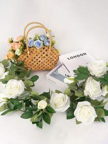 1/2Pcs Silk Rose Vine Wreaths, Artificial Flower Wreaths, Fake Rose Wreaths. Suitable For Spring And Summer Decoration, Mother's Day, Wedding Floral Dining Tables, Cabinet, Desktop, Room Decor, Centerpieces, Restaurant Decor, Home Decor,Table Centerpieces, And Party Decor,Wedding Decor, Living Room Home Decor,And Staircase Decoration.Gift.