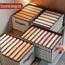 1 pezzo Scatola di storage pieghevole per casa con coperchio, contenitore di archiviazione file multi-funzionale con zip doppia, scatola di storage per vestiti in tessuto Oxford stile cassetto, per jeans, maglioni, decorazione autunnale, decorazione festiva, decorazione per la stanza, decorazione da camera da letto, decorazione per armadio
