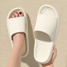 1 par de chanclas con plataforma en forma de nube para mujer, sandalias de playa de verano con suela blanda de EVA antideslizante, zapatillas para baño y uso en casa