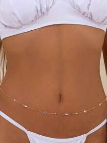 Gold Waist Chain For Women, Sexy Layered Belly Waist Chain Waterproof Beads Chain Summer Non Tarnish Body Chain Jewelry Gifts For Women