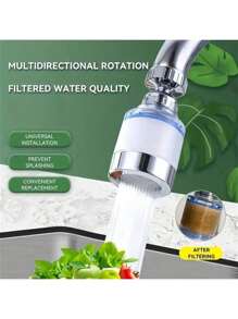 1 Pc Replaceable Faucet Water Filter, Faucet Filtration System, Twist-On Water Purifier, Kitchen Sink Faucet Water Filter To Remove Chlorine, Fluoride, Heavy Metals & Hard Water