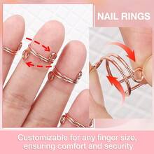 Dispensadores de botellas Wudu, juego de 20 anillos de uñas de presión sin pegamento, talla ajustable para uñas acrílicas, juego de uñas postizas de metal reutilizable para mujer, regalo de manicura DIY, color oro rosa y - 20 unidades:ororosayplata - Ver 3
