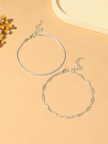 1件时尚闪亮性感随机微镶水钻镂空心形水滴吊坠脚链，适合女性佩戴，可用于节日、派对和日常佩戴（特殊工艺，请勿用力拉扯） - 銀色 - 查看 2