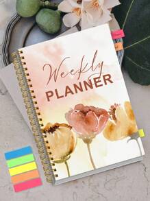 BUBU Agenda accademica giornaliera e settimanale A5, + adesivi per indice, quaderno di pianificazione giornaliera minimalista senza data con layout a slot orari, gestione delle attività, registri del benessere, equilibrio tra lavoro e vita, back to school, forniture per ufficio e scuola