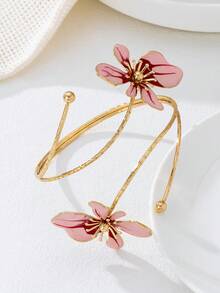 1 件女士不对称花卉袖口手链，适合派对、婚礼、节日、送给朋友和家人的迷人配饰