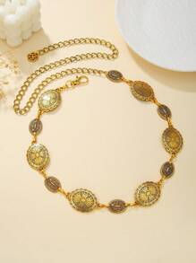 1pc Fashionable Zinc Alloy Geometric Pattern Waist Chain Suitable For Women Everyday Wear