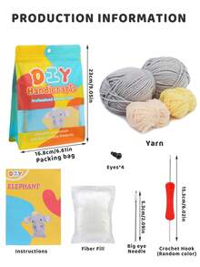 1Set Crochet Kits For Beginner, Includes Cute Animal Doll Patterns Such As Dinosaur, Rabbit, Penguin, Elephant, Yarn, Crochet Hooks And Tutorial, Handmade DIY Plush Decor, Keychain And Bag Pendant - Multicolor - View 2