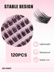 HINARIN 120 piezas Pestañas individuales con rizo D Pestañas postizas en racimo naturales con banda delgada, ligeras y esponjosas para extensión de pestañas DIY en casa para uso diario, viajes, fiestas y festivales - D - Ver 4