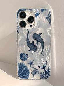 1pc TPU Protective Phone Case With Feather, Seashell, Whale Print, Compatible With Apple 16, 15, 14, 13, 12, 11 Pro Max, Series Waterproof Shockproof Anti-Fall Scratch Resistant