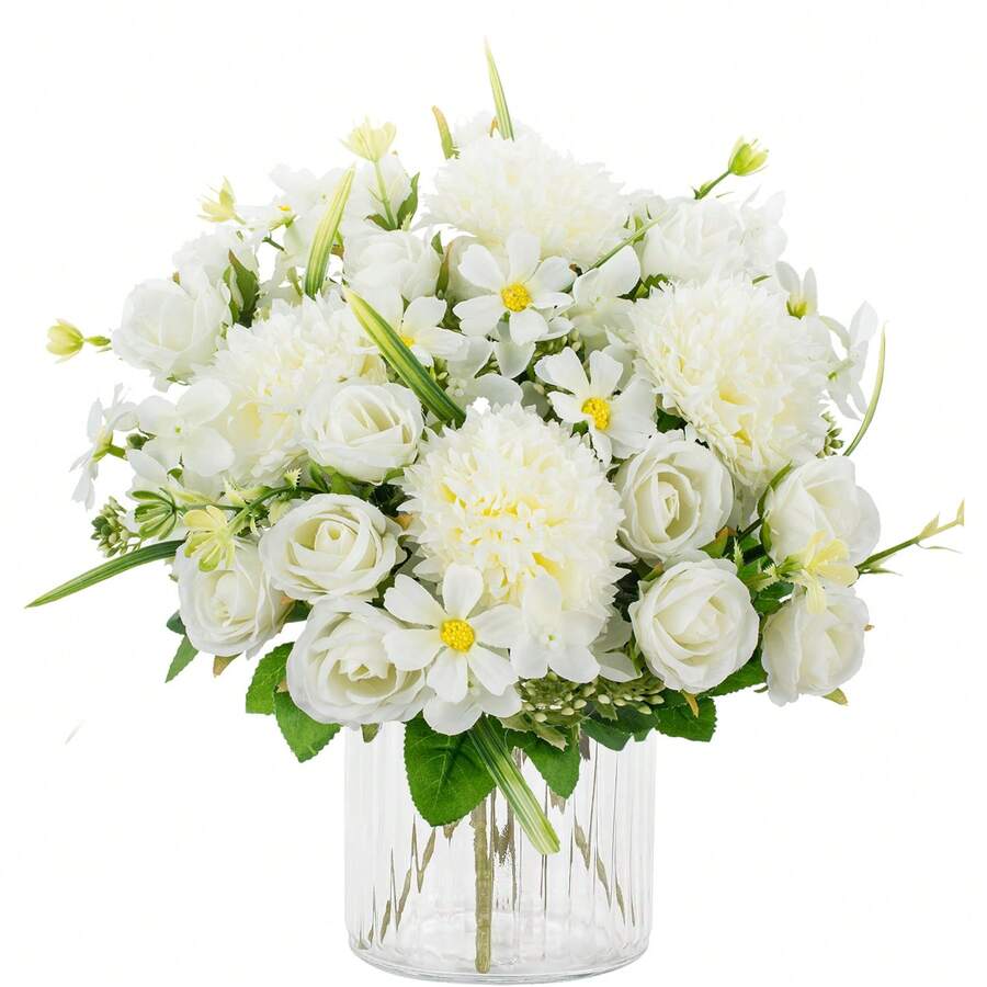 1/5/10件人造花 - 繡球花、絲綢繡球花、仿真植物、居家、餐廳、客廳、戶外花園裝飾、花藝排列藝術、攝影道具、秋季、春季、花瓶、花牆、花環、新娘花束、婚禮裝飾、DIY花環材料、生日派對裝飾材料、居家裝飾配件、情人節 - 白色 - 查看 1