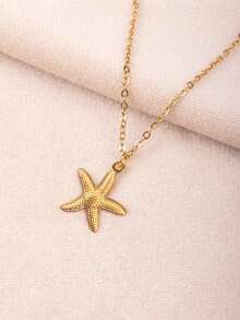1pc Fashionable Minimalist Stainless Steel Starfish & Heart Pendant Necklace, Suitable For Women's Daily And Party Wear - necklace - View 15