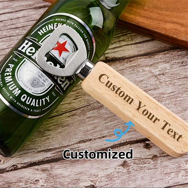 Abridor de garrafas de cerveja de madeira personalizado e gravado, 1/10/30/50/100 peças - Abridor de garrafas de madeira maciça com nome personalizável e design multifuncional, alta qualidade, adequado para casa, presentes empresariais, eventos personalizados, feriados, festas e reuniões