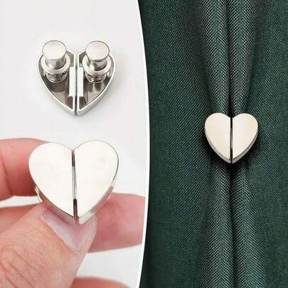 1/2/3/4 Pairs Heart-Shaped Magnetic Curtain Clips, Blackout Magnetic Snap Buttons, Removable Snap Fasteners For Door/Window Curtains