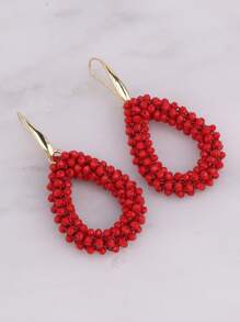 sehuoran 1 Pair Handmade Beaded Crystal & Pearl Bohemian Style Earrings, Colorful Personalized Versatile Dangling Earrings With High-End Elegant Mixed Color, Suitable For Party & Daily Wear