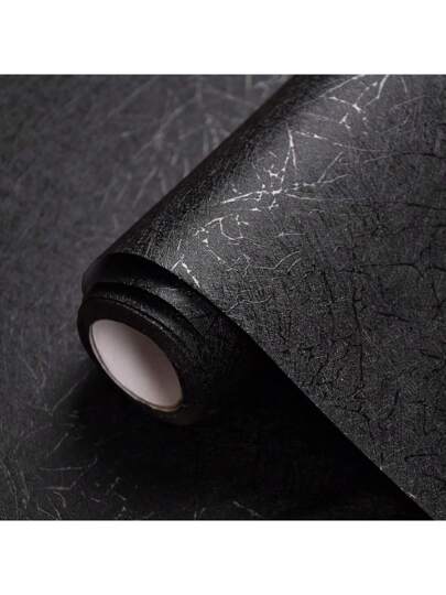 Roll Zwart Imitation Zijden Home Self Adhesive Peel Stick Wand Paper, Room Bedroom ,Living ,Kitchen Cabinets Stickers, Thicken Removable Contact Paper Countertops Furniture Renovation Wallpaper