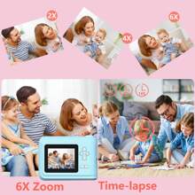 Kids Camera Instant Print, For Girls, Screen Kids Digital Camera, Birthday Christmas Kids Toys Gifts Selfie Children Camera For Kids Age 6-12 Years Old Girls