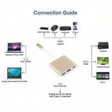 USB C To  Adapter, Type C To  Multiport Adapter With 4K  Output,3 In 1 USBC To 4K ,USB3.0 And USB C Charging Port, USB-C Digital AV Multiport Adapter For TV And Projector - Silver - View 6