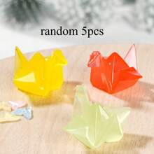 Random5pcs/10pcs/15pcs Micro Landscape Creative Dreamy Night Light Thousand Paper Crane Handmade DIY Decoration Blind Bag Accessories Mini Desktop Ornaments