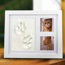 1PC Pet Handprint & Footprint Photo Frame, Baby Ink Pad, DIY Frame For Baby Hand/Foot Prints, Hollow Baby First Birthday Footprint