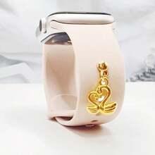 1pc Gold Swan Metal Watch Band Decor, Suitable For Silicone Watch Strap Series