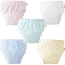 Set de 5 pañales de tela reutilizables para bebé, diseño minimalista y lindo en múltiples colores, adecuado para niños y niñas, pañales de entrenamiento para ir al baño a prueba de fugas, para todas las estaciones