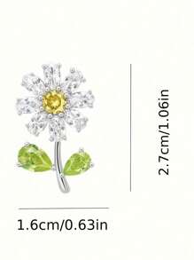 1 par de pendientes de botón con pequeñas flores de margarita brillantes, diseño único de aretes florales, regalo fresco para amigas