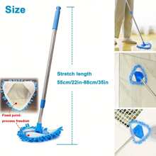Multifunktionaler Teleskop-Dreieck-Wischmopp - 360° drehbarer einziehbarer Griff mit waschbaren Chenille-Pads, Sackgassen-Design für Decke, Wand, Boden, Auto Tiefenreinigung, Nass- und Trockeneinsatz, winkelverstellbarer Staubwischer - Verlängerungswerkzeug für hohe Decken & Haustierhaare - perfekt für Hausbesitzer, Reinigungskräfte, Autopflege - Muss-haben für den Frühjahrsputz & Einweihungsgeschenk