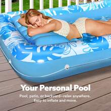 Sloosh Sloosh 70" X 46" Swimming Pool Floating Tanning Pool Hammock Lounger, Water Inflatable Float Bed Inflatable Tanning Pool Lounger Float Large Suntan Tub Pool Floats Sun Tan Tub Ice Bath Tub Tanning Bed Blow Up Pool Raft Lounge Floatie