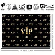 1p Black Simple Background Party Decoration VIP Base Pattern Banner Supplies Photo Booth Scene Props Indoor/Outdoor/Garden Home Decoration Paintings No Charging Required, Multi-Purpose - Multicolor - View 13
