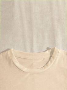 maglietta casual girocollo a maniche corte in seta di latte con stampa di lettere, versatile per l'estate