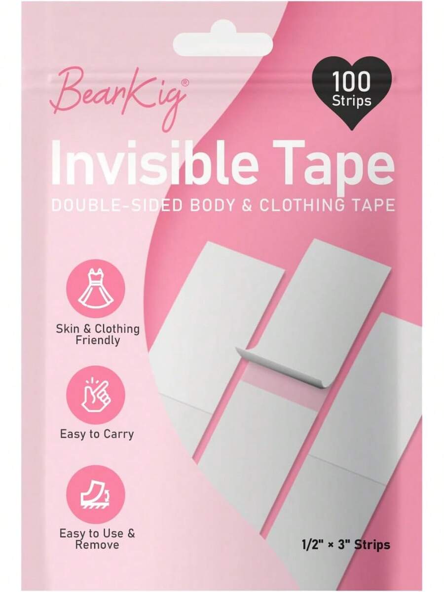 100-Strips Double-Sided Tape For Fashion, Tape For Clothes, Fabric Tape For Women Clothing And Body, All Day Strength Tape Adhesive, Invisible And Clear Tape For Sensitive Skins - 1 - 查看 1