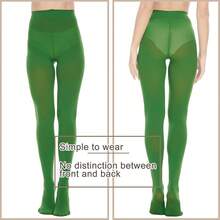 Citystl Opaque Black Tights Women, 80D Tummy Compression Plus Size Tights, Control Top Microfiber Pantyhose Women - Clover Green - View 5