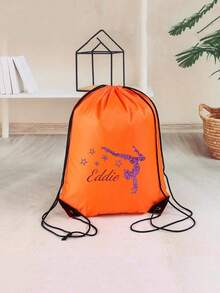 Everyday Essential Item. This Drawstring Backpack Can Be Customized With Your Name Or Holiday Greetings, Making It An Ideal Choice For The Back-To-School Season. Made Of Nylon Material, A New Spring/Summer Style, With Large Capacity And Featuring A Ballet Dancer Pattern. - Multicolor - View 7