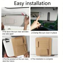Car Sunshade Storage Bag, Sunglasses Holder Suitable For Car Sunshade PU, Car Interior Accessories Storage, Travel Document Holder Suitable For Car Glasses Clip Bag, Card Bag, ID Clip, Ticket, Business Card, Interior Storage Bag