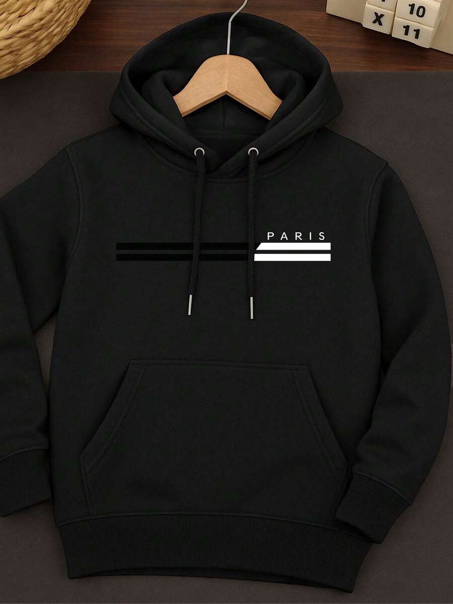 Cold Weather Sweatshirt Casual Men's Women's Printed Planet Earth Coat Cotton Comfortable Stylish - 黑色 - 查看 1