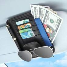 Car Sunshade Storage Bag, Sunglasses Holder Suitable For Car Sunshade PU, Car Interior Accessories Storage, Travel Document Holder Suitable For Car Glasses Clip Bag, Card Bag, ID Clip, Ticket, Business Card, Interior Storage Bag