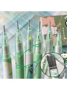 10/15/20 piezas Lápices automáticos de dibujos animados con mina de 0.5mm: Lápiz móvil, no requiere afilar ni presionar - Asegura una escritura suave sin ensuciar las manos Útiles escolares, vuelta al colegio