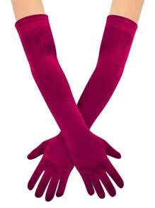 1 Pair Women Long Velvet Gloves, Multi-Color, Suitable For Formal Occasions, Wedding, Party, Elegant Decor, Warm