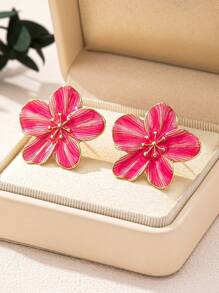 1pc Oil Drop Jelly Transparent Dangling Earrings With 5-Petal Flower & Marigold Shape, Elegant, High-Quality, Versatile Everyday Jewelry