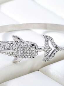 Fashionable Atmospheric Charming And Luxurious Dolphin Rhinestone Bangle Bracelet For Girl Party Gift
