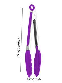 1 包 9 英寸和 12 英寸厨房钳，优质硅胶不粘不锈钢烧烤烹饪烧烤锁定食物钳