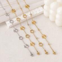 18k金不锈钢四叶草花朵图案时尚女士手链